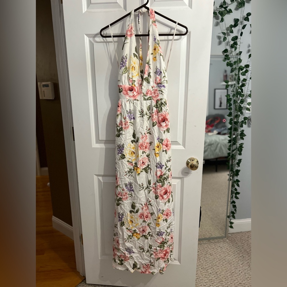 Floral low front cut/ backless dress